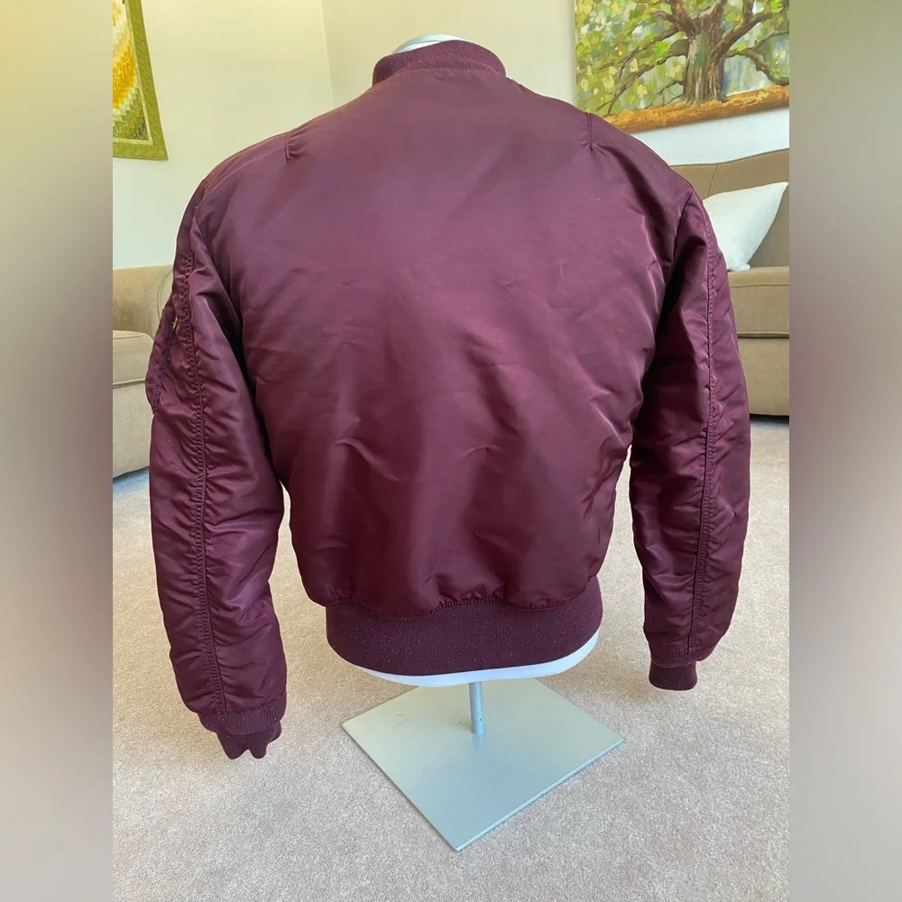 Alpha Industries Men's Burgundy Bomber Jacket - Picture 2 of 13
